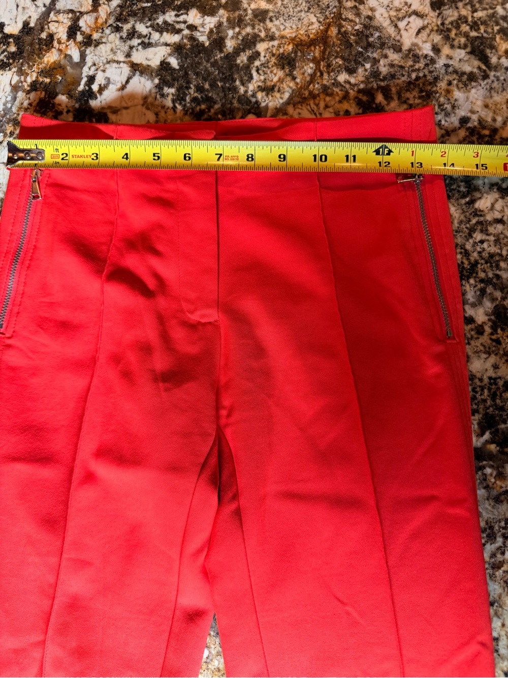 Zara pants, bright coral red, side zip and back pockets, straight leg, Sz Small - Picture 7 of 14